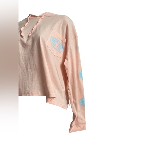 NEW Ladies Ron Jon Surf Shop Cropped Hoodie Melon and Blue Large - Picture 4 of 8